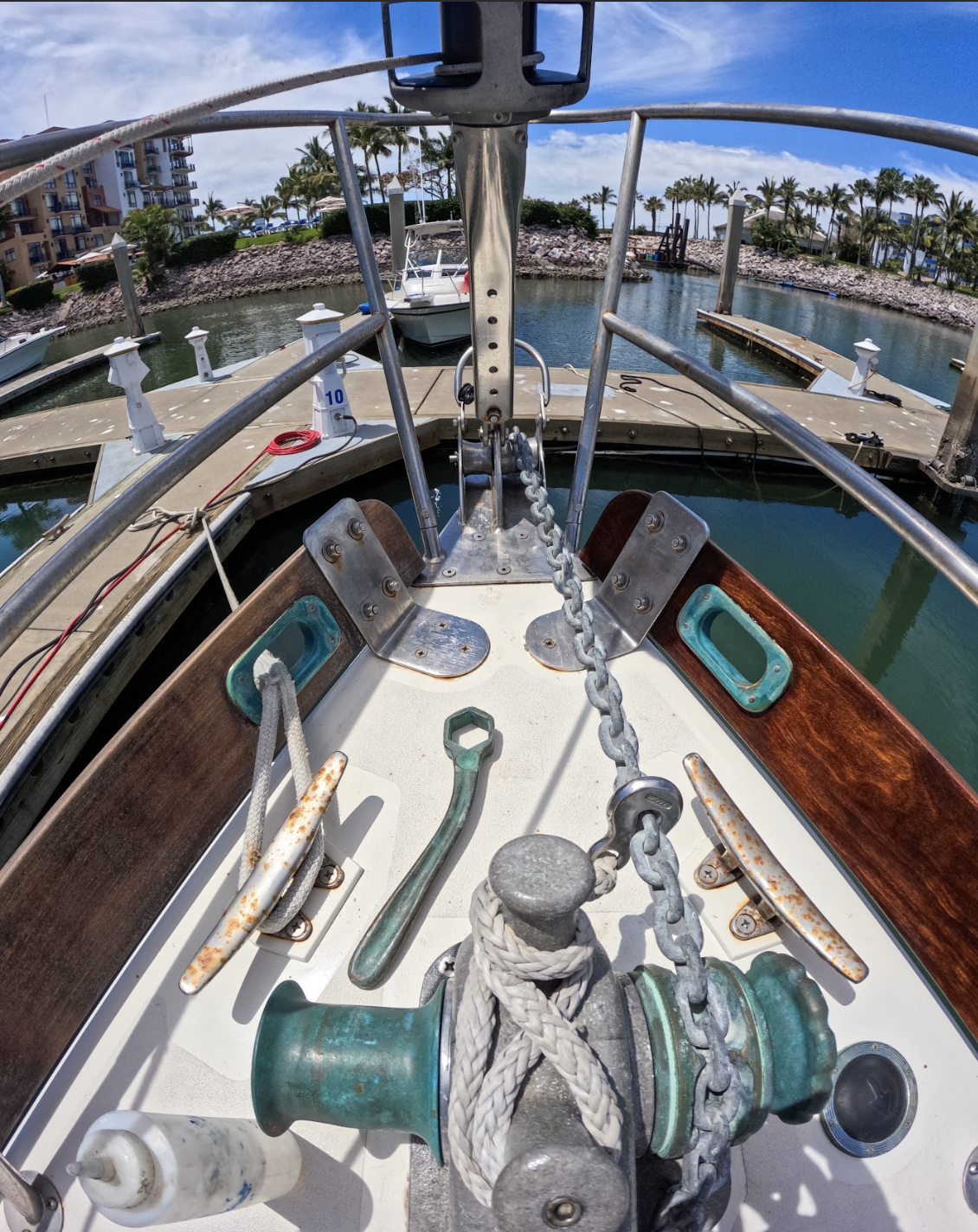 Oiling wood on a sailboat